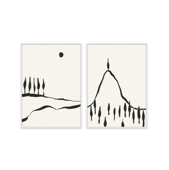 Set "Minimal Line Landscape" Art Prints