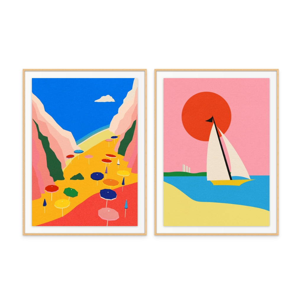 Set "Vibrant Coastline" Art Prints