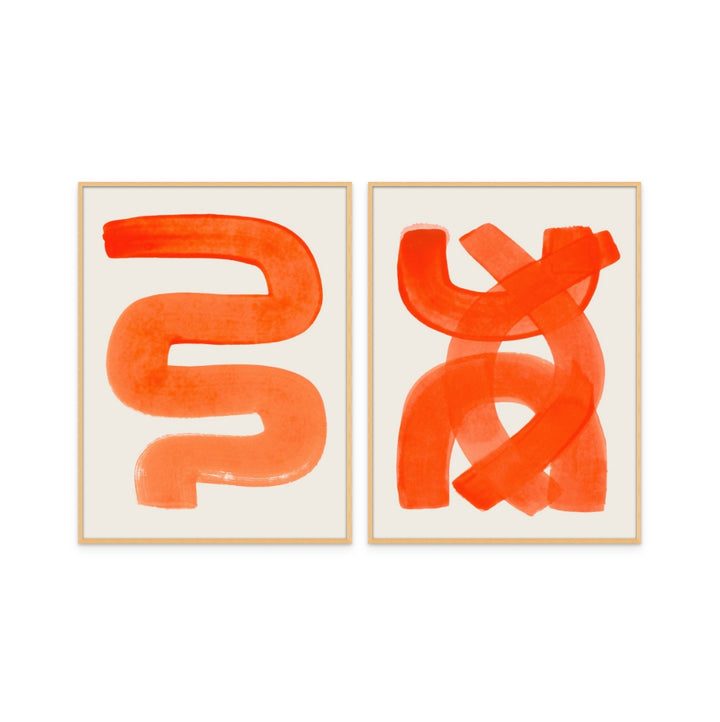 Set "Orange Strokes" + "Orange Wiggle" Art Prints