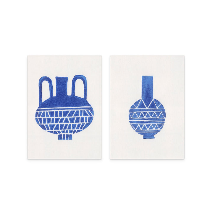 Set "Linocut Vase #6" + "Linocut Vase #8" Art Prints