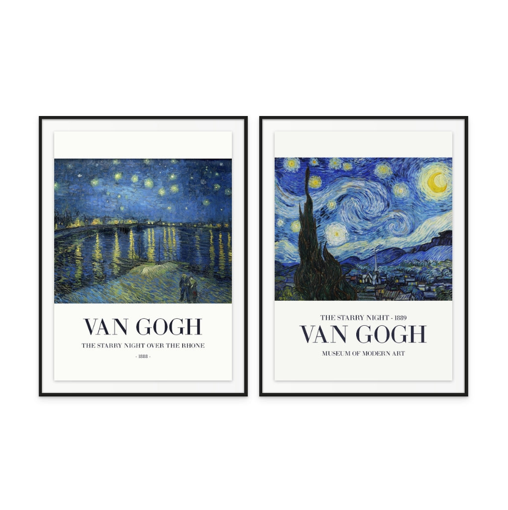 Set "The Starry Night" + "The Starry Night Over The Rhone" Art Prints