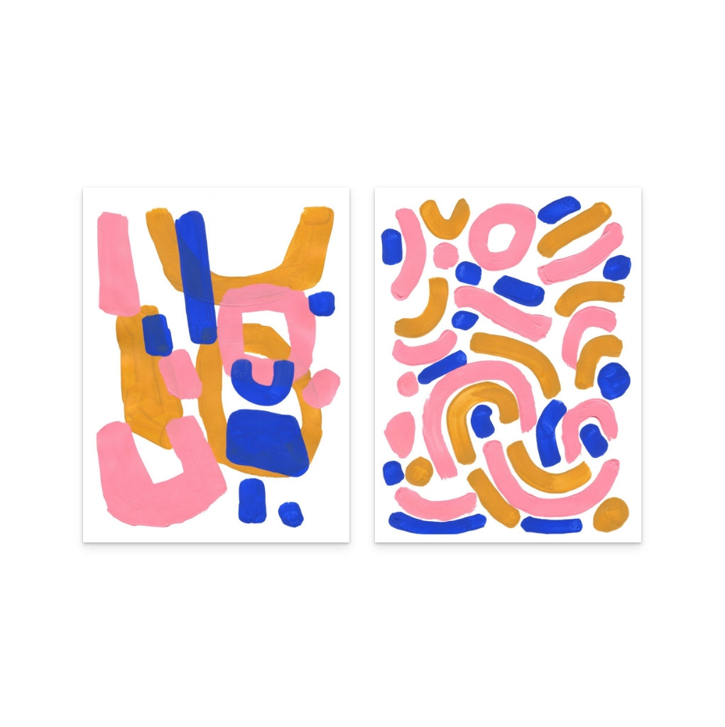 Set "Pink Wiggle" + "Pink Smile" Art Prints