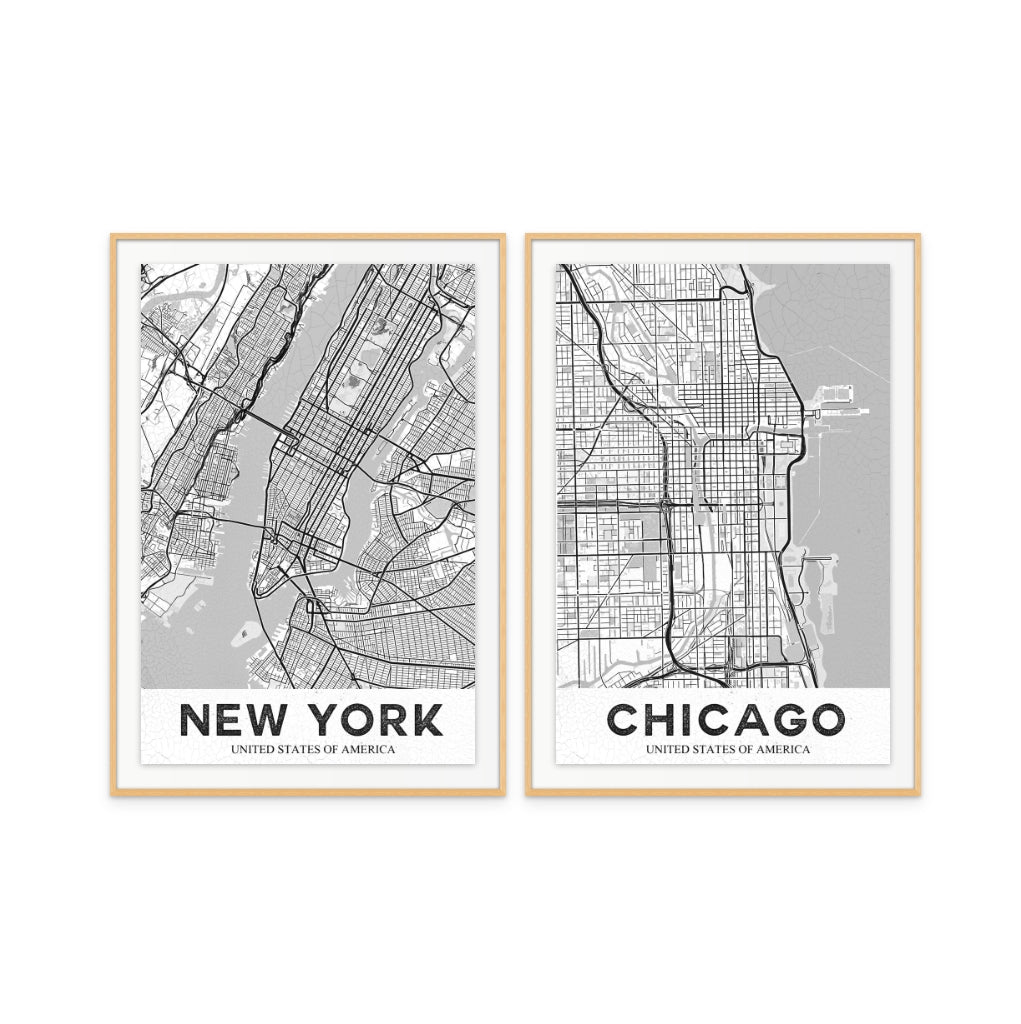 Set "New York White" + "Chicago White" Art Prints