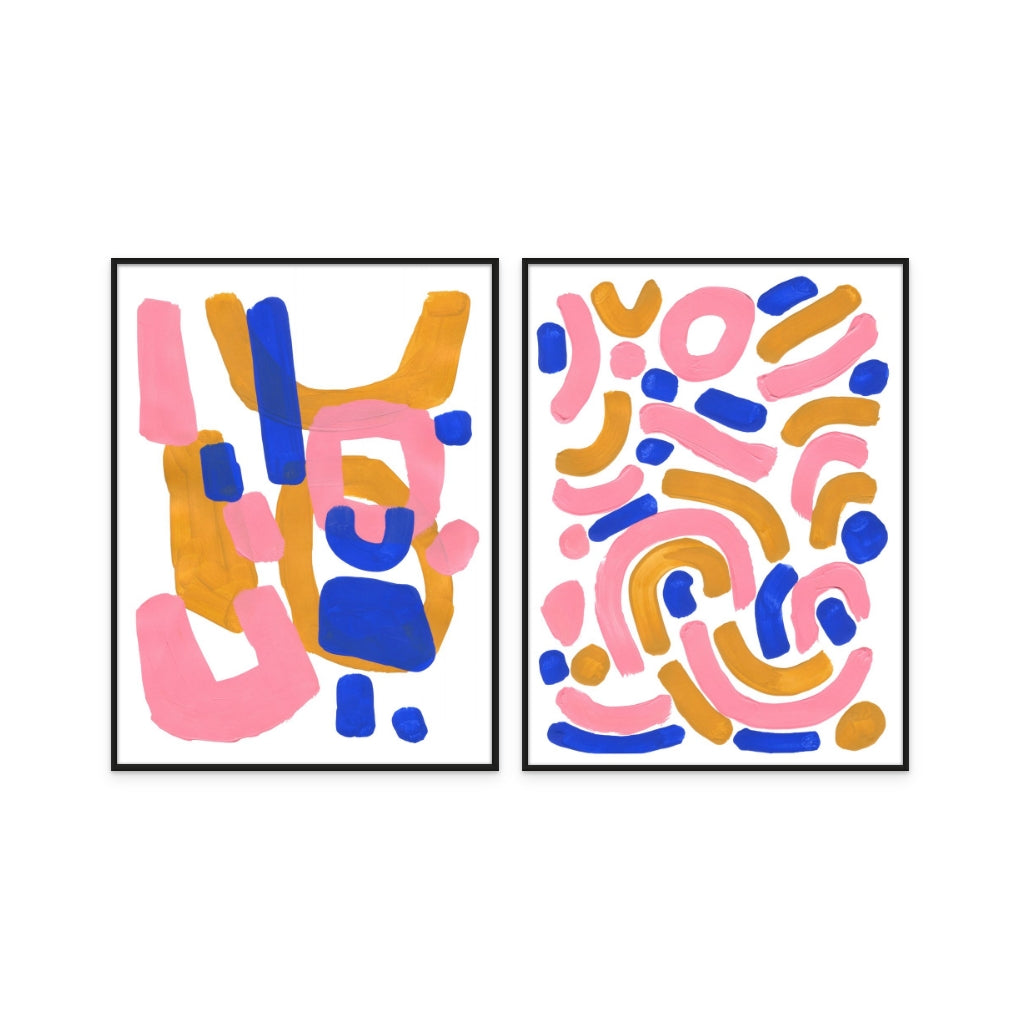 Set "Pink Wiggle" + "Pink Smile" Art Prints