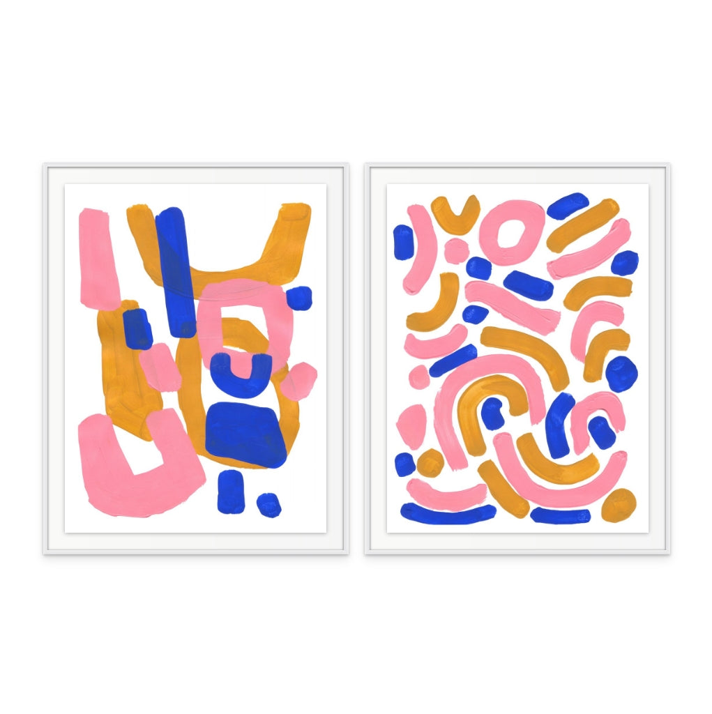 Set "Pink Wiggle" + "Pink Smile" Art Prints