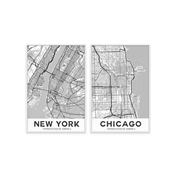 Set "New York White" + "Chicago White" Art Prints