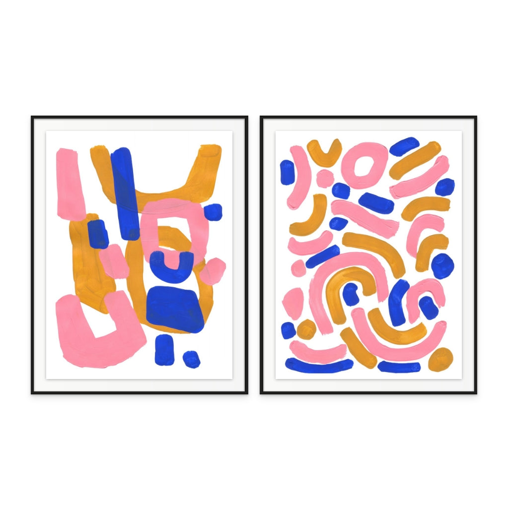 Set "Pink Wiggle" + "Pink Smile" Art Prints