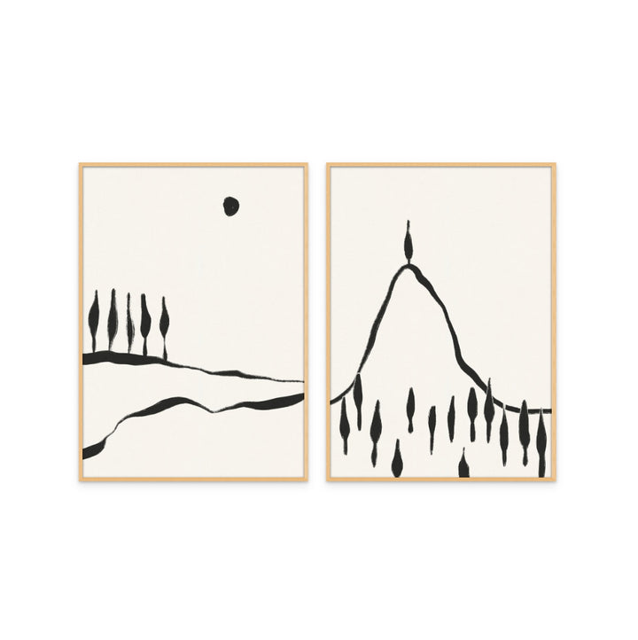 Set "Minimal Line Landscape" Art Prints