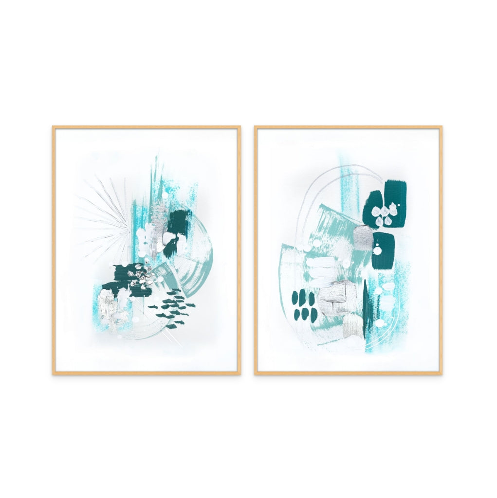 Set "Abstract Mint 1" + "Abstract Mint 2" Art Prints