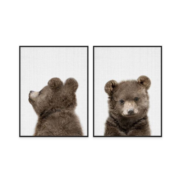 Set "Peekaboo Baby Bear" + "Peekaboo Baby Bear Back" Art Prints