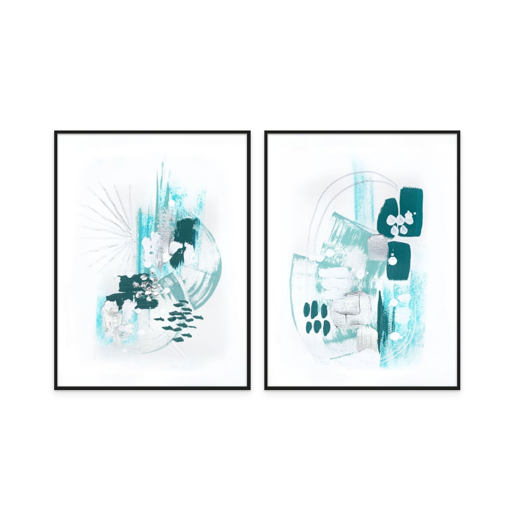 Set "Abstract Mint 1" + "Abstract Mint 2" Art Prints