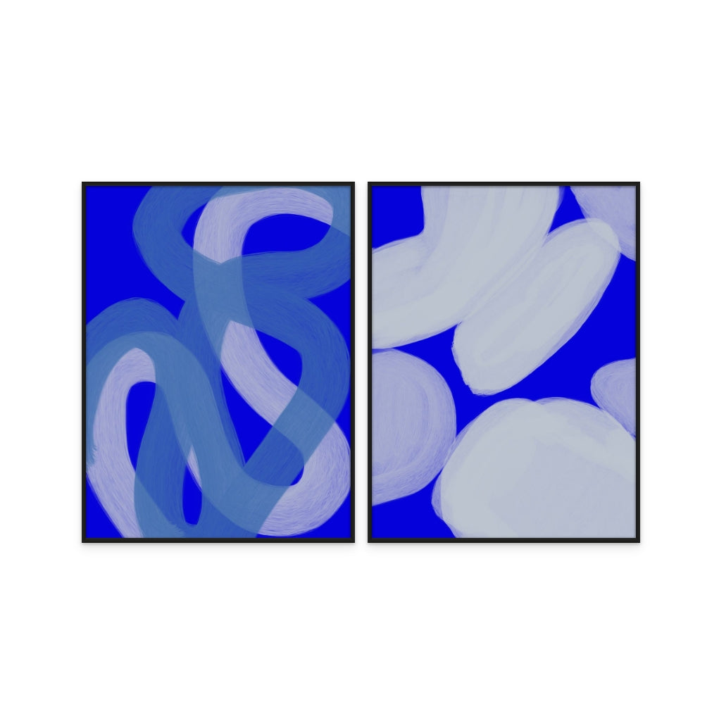 Set "Cobalt II" + "Coral III" Art Prints