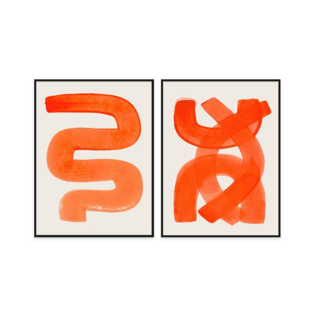 Set "Orange Strokes" Art Prints