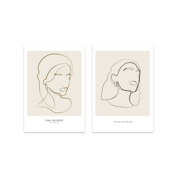 Set "Woman portrait" + "Minimalist Line" Art Prints