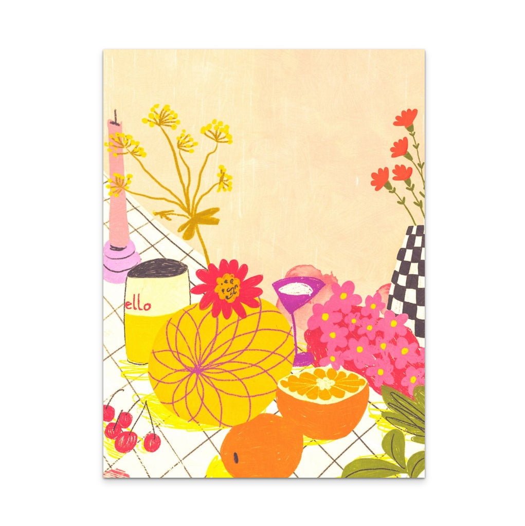 Citrus and Flowers Art Print