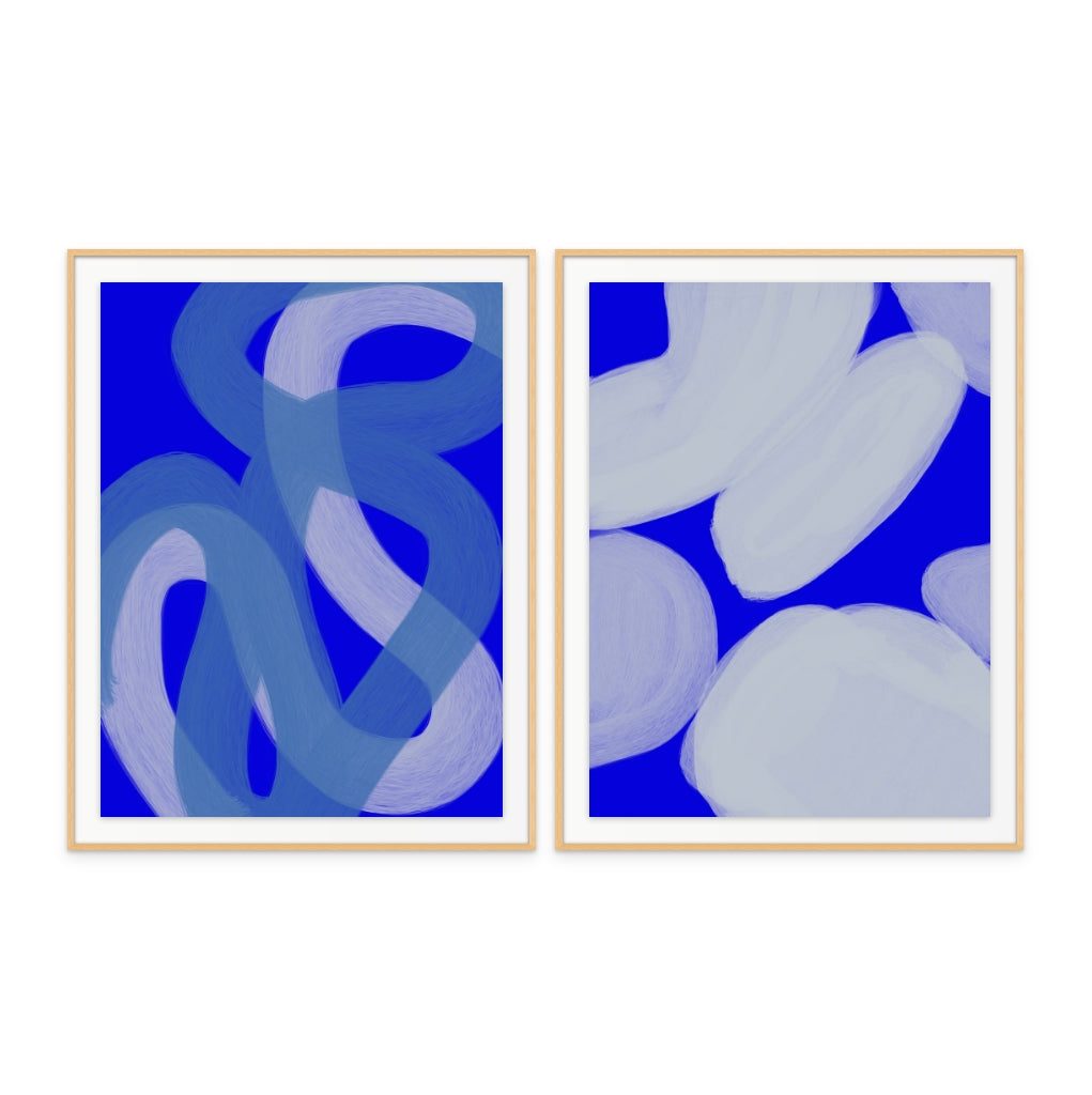 Set "Cobalt II" + "Coral III" Art Prints