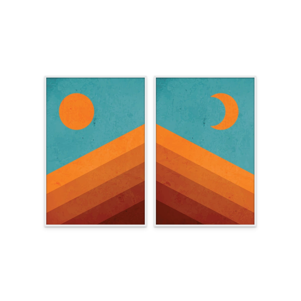 Set "Abstract Mountain Sunrise Iii" + "Abstract Mountain Sunrise I" Art Prints