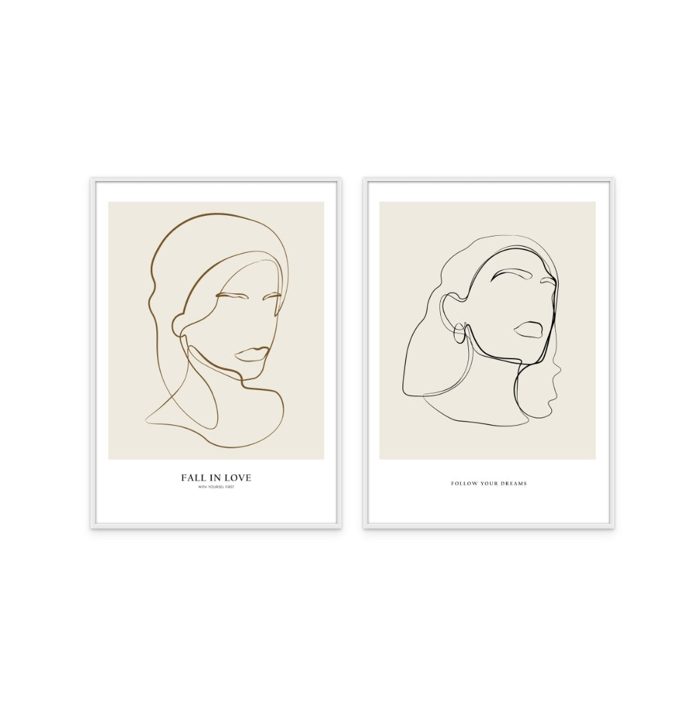 Set "Woman portrait" + "Minimalist Line" Art Prints