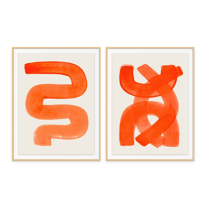 Set "Orange Strokes" Art Prints