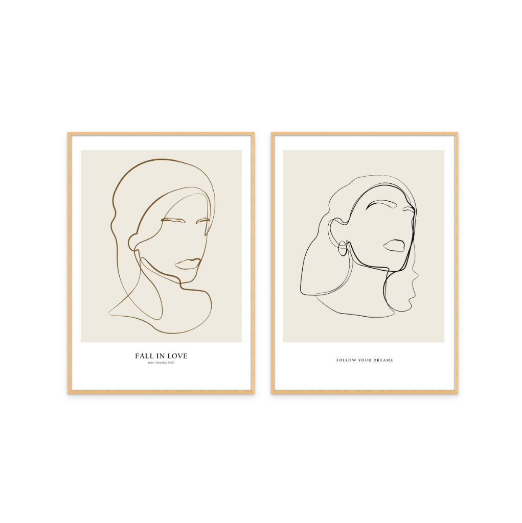 Set "Woman portrait" + "Minimalist Line" Art Prints