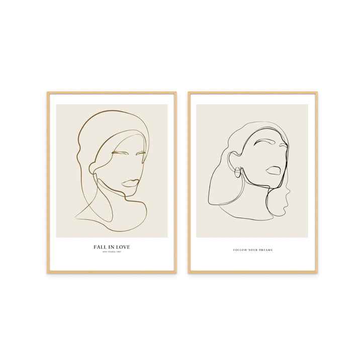 Set "Woman portrait" + "Minimalist Line" Art Prints