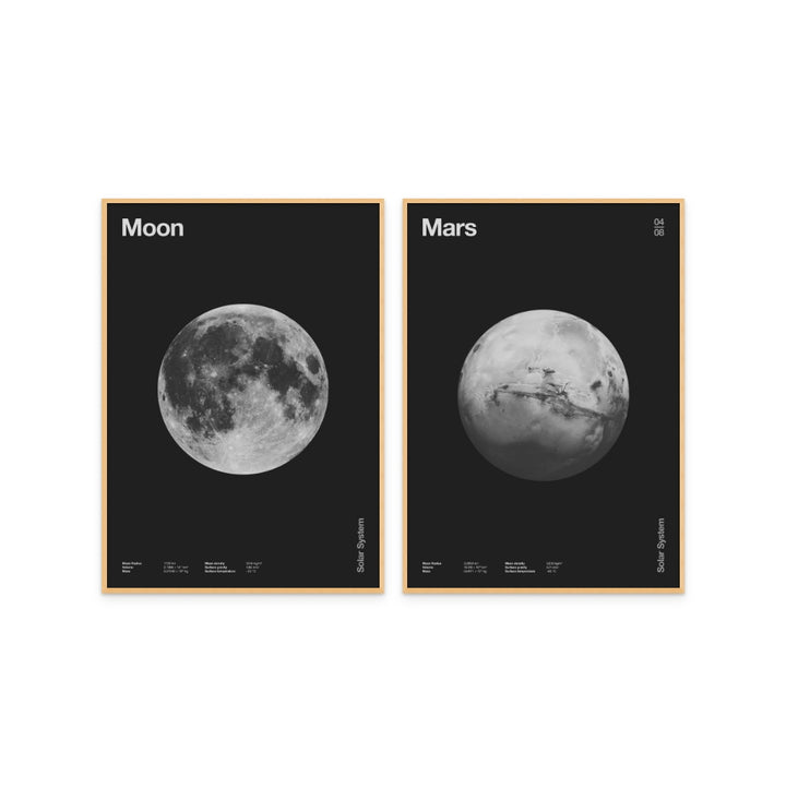 Set "Solar System Mars" + "Solar System Moon" Art Prints