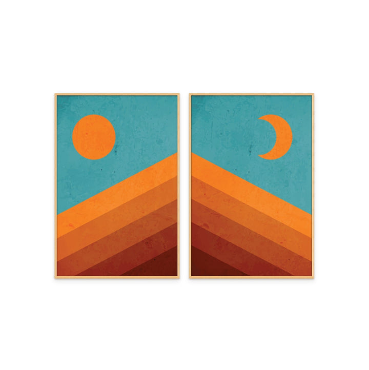 Set "Abstract Mountain Sunrise" Art Prints