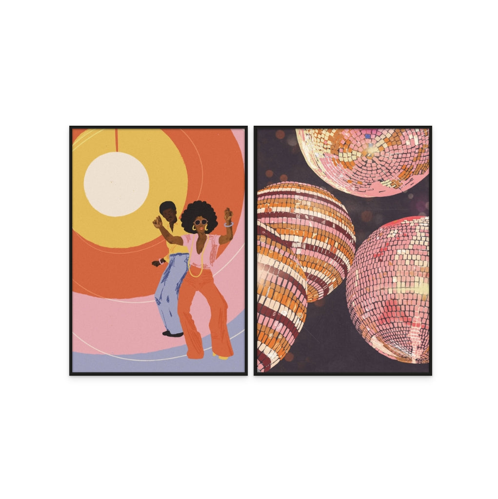 Set "Yes Sir I Can Boogie" + "Disco Balls" Art Prints