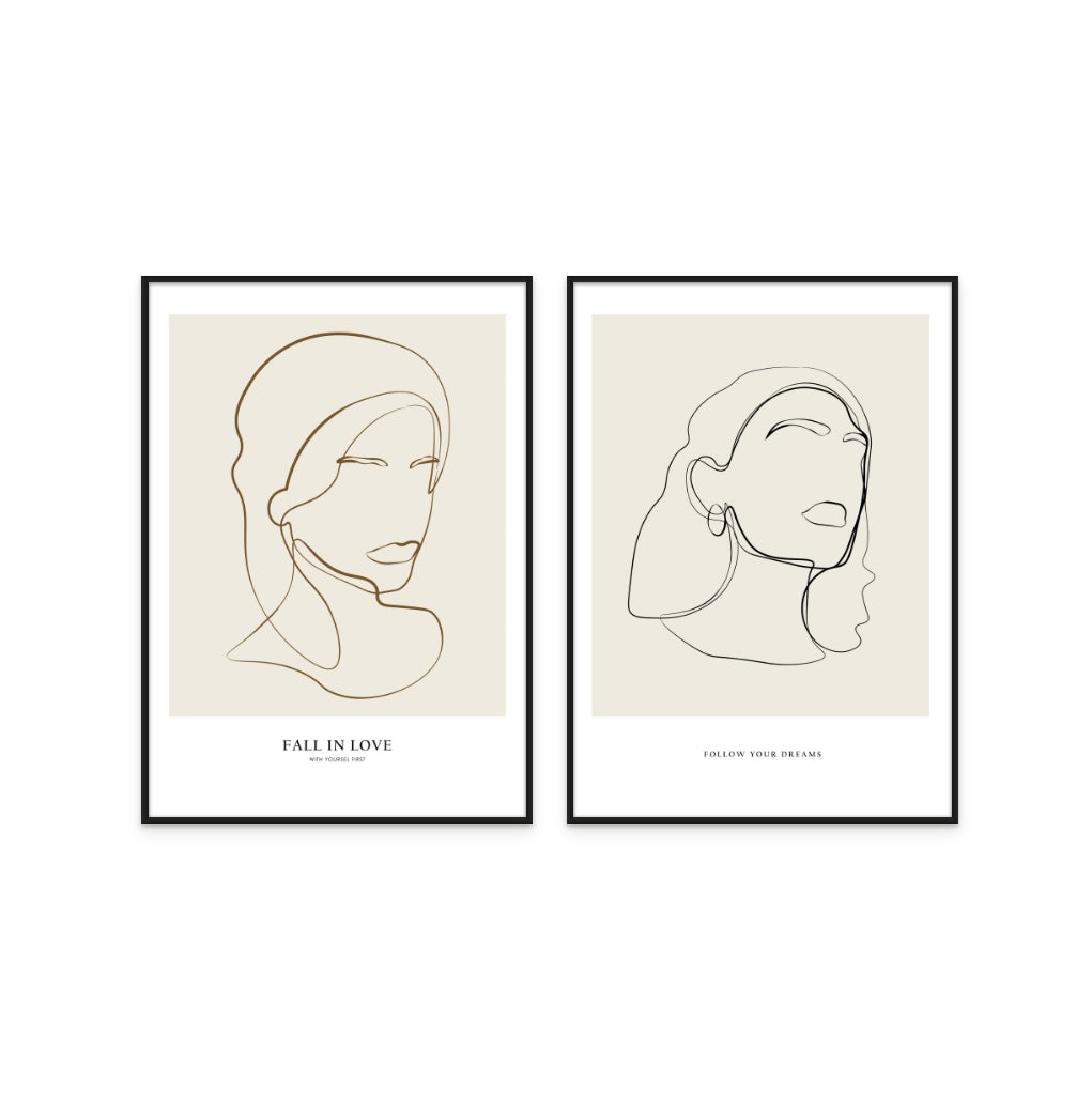 Set "Woman portrait" + "Minimalist Line" Art Prints