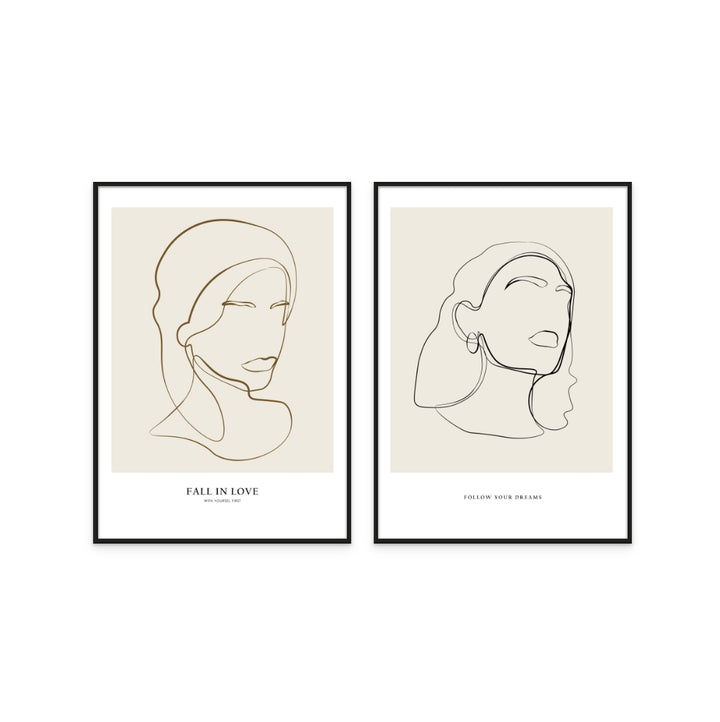 Set "Woman portrait" + "Minimalist Line" Art Prints