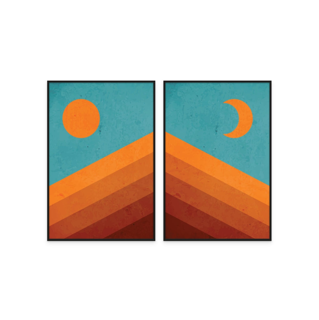 Set "Abstract Mountain Sunrise" Art Prints