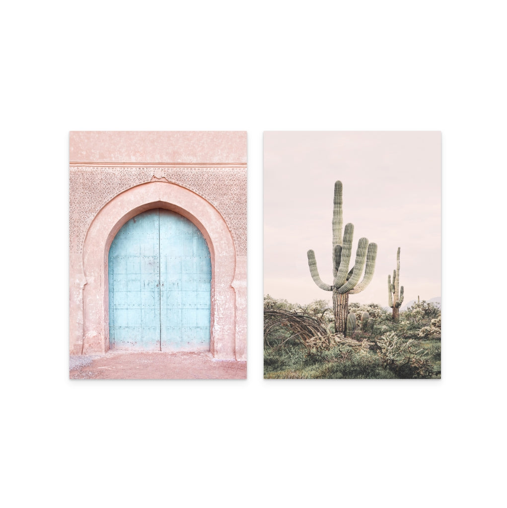 Set "Turquoise Door" + "Pink Saguaro" Art Prints