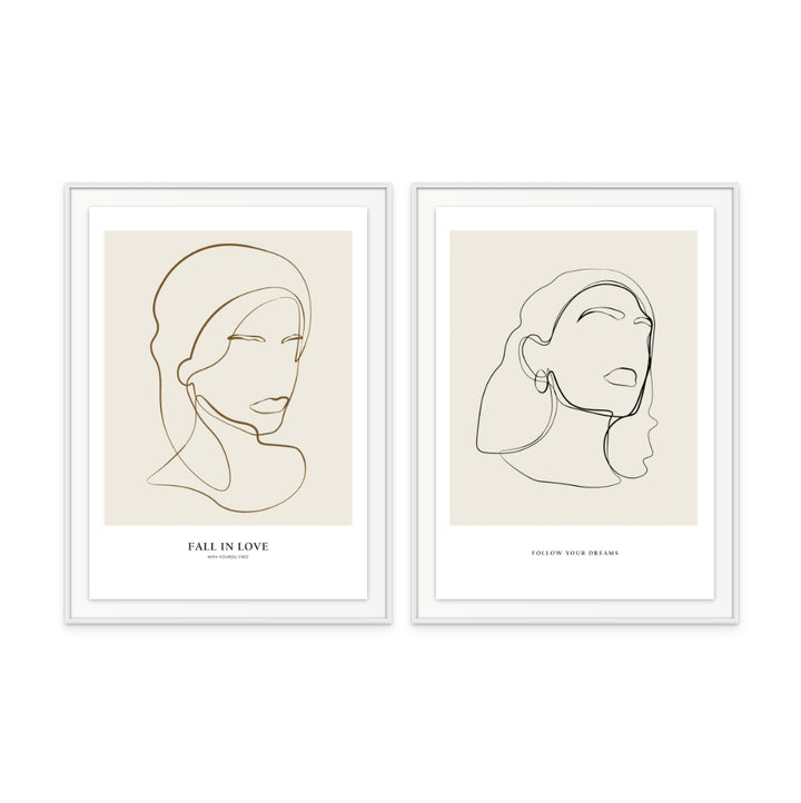 Set "Woman portrait" + "Minimalist Line" Art Prints