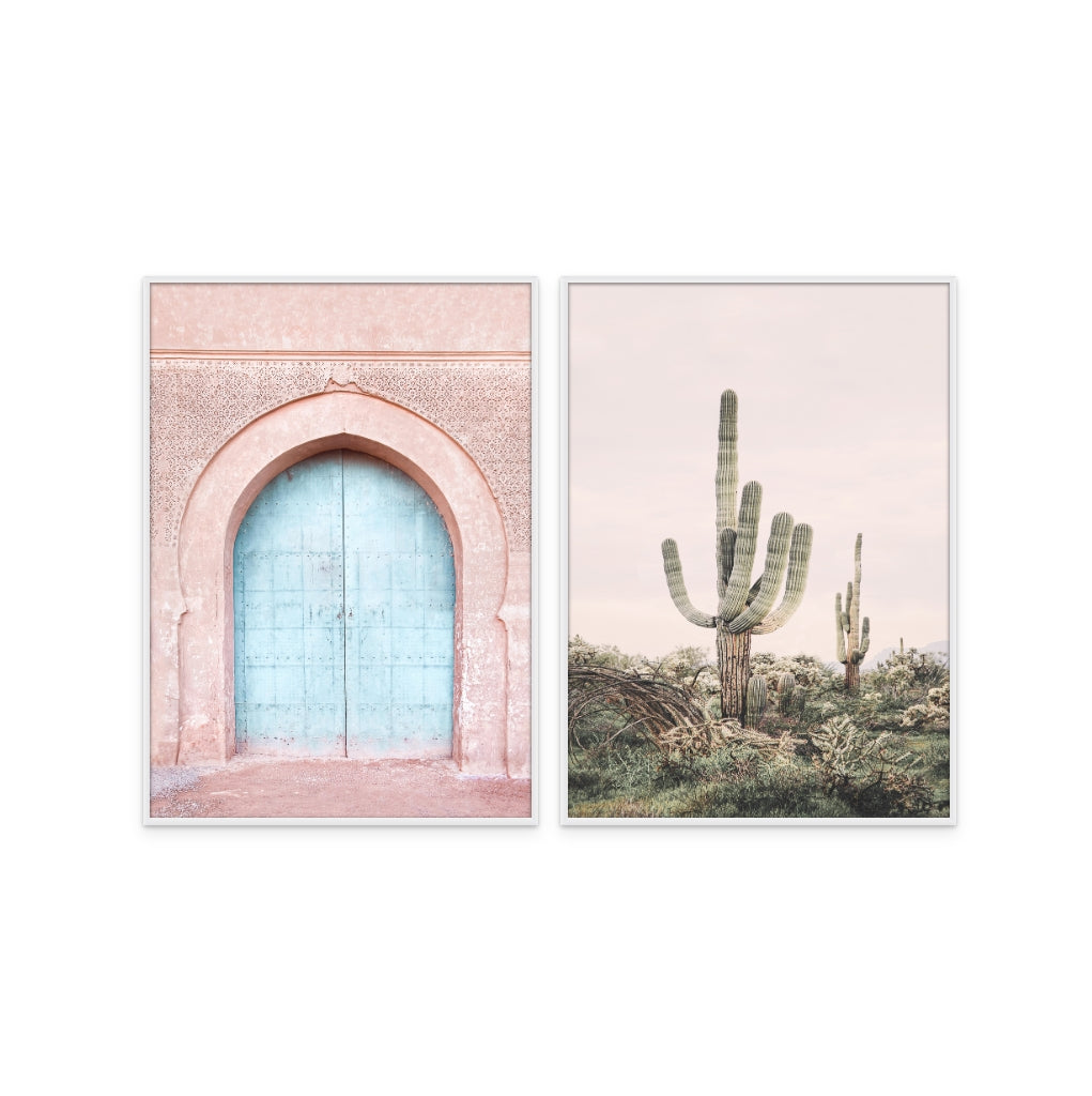 Set "Turquoise Door" + "Pink Saguaro" Art Prints