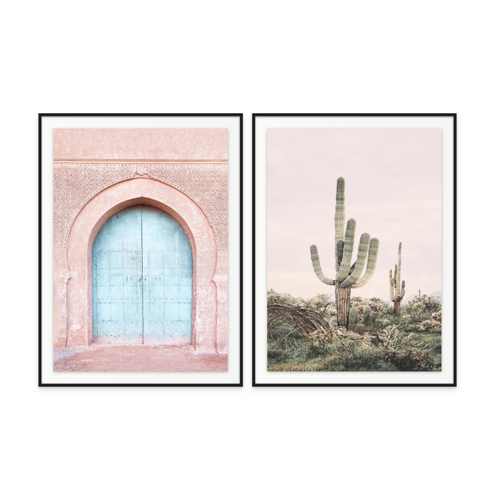 Set "Turquoise Door" + "Pink Saguaro" Art Prints