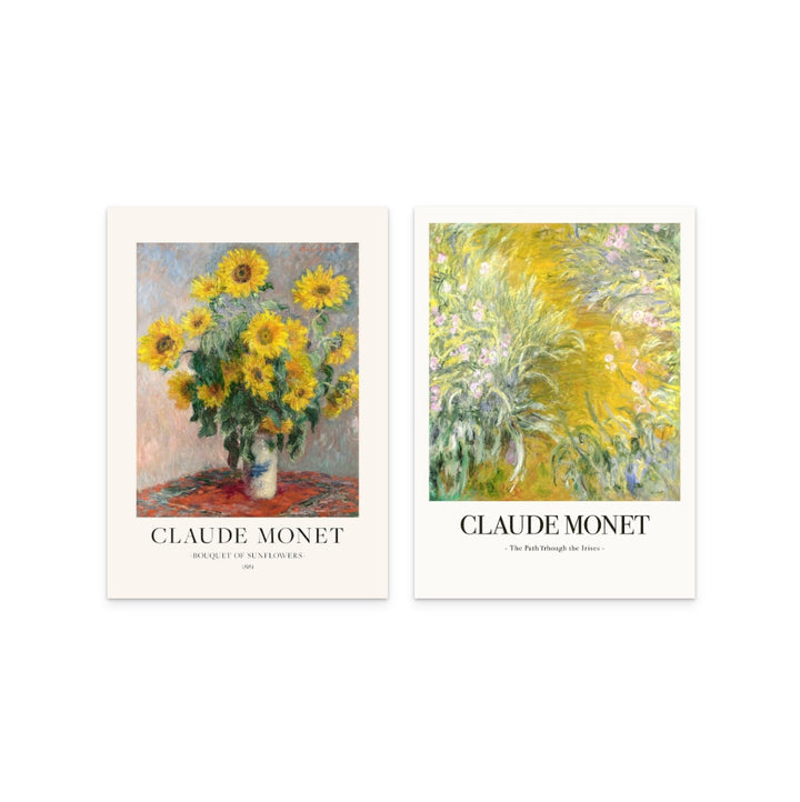 Set "Bouquet Of Sunflowers" + "The Path Through The Irises" Art Prints