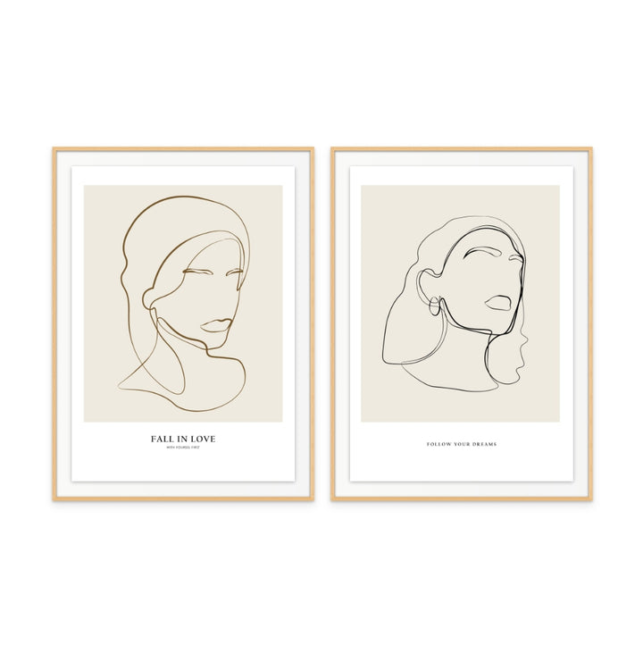 Set "Woman portrait" + "Minimalist Line" Art Prints