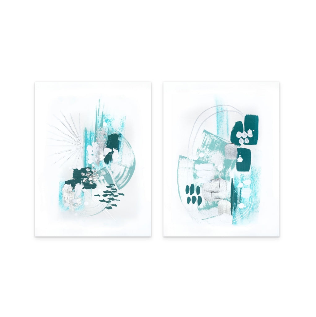 Set "Abstract Mint 1" + "Abstract Mint 2" Art Prints