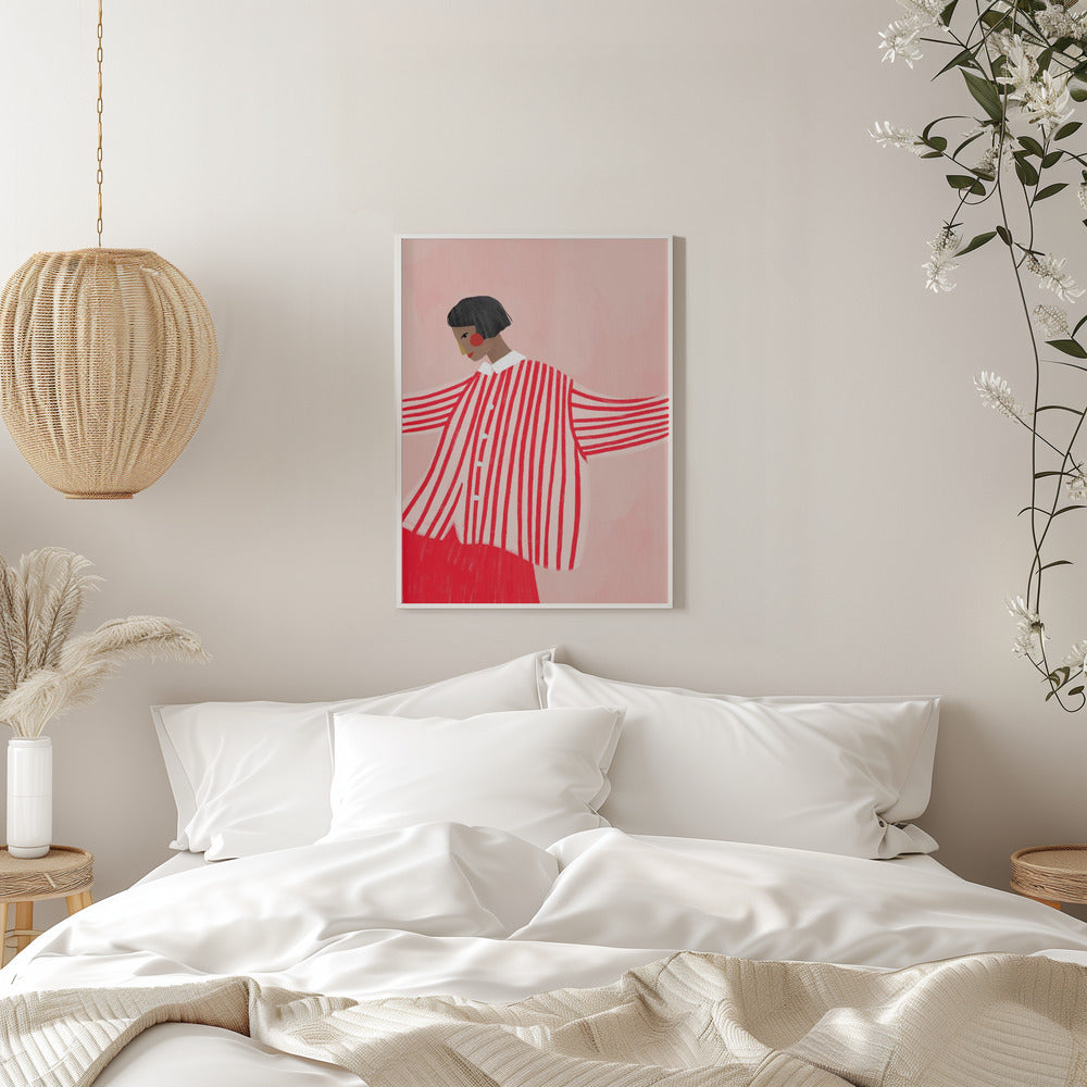 The Woman With the Red Stripes Art Print