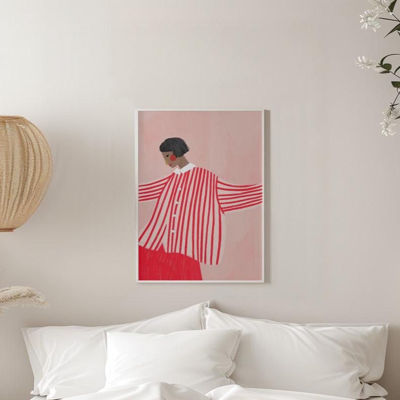 The Woman With the Red Stripes Art Print