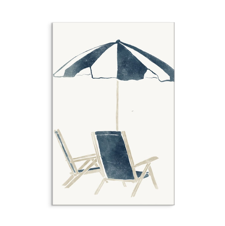 Blue Umbrellas and Chairs Art Print