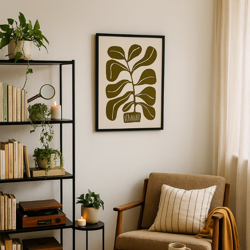 Linocut Houseplant #2 Art Print