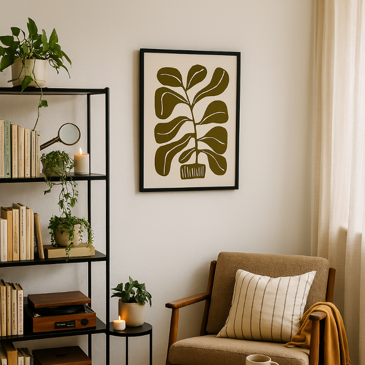 Linocut Houseplant #2 Art Print