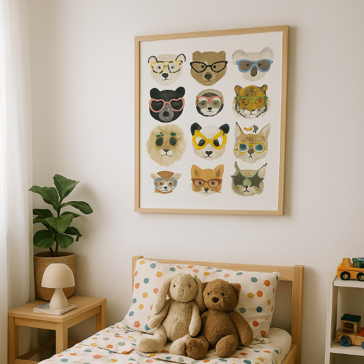 Big Animals in glasses Art Print