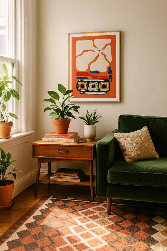 Ukiyo Flower Salmon Art Print