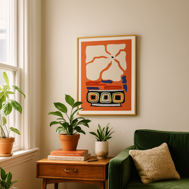 Ukiyo Flower Salmon Art Print