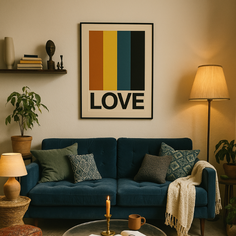 Retro Stripe LOVE Sundaze Art Print
