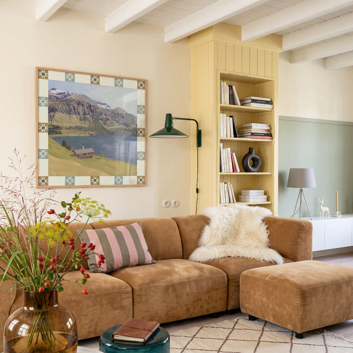 Cuadro "Mountain Lake Cabin View"