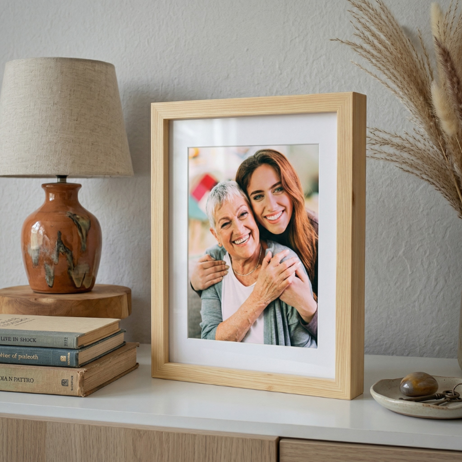 Cuadro decorativo portaretrato personalizado con tu foto y María Luisa (paspartú) dia de las madres