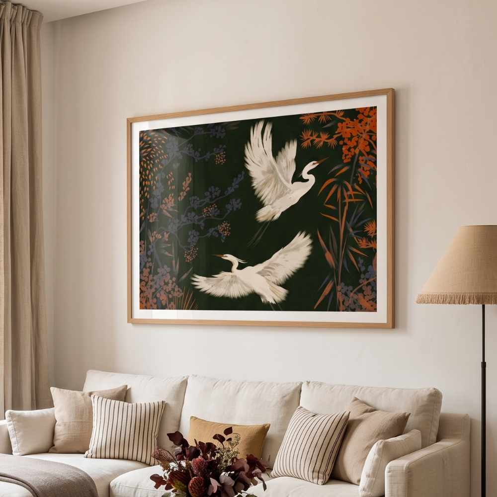 Cuadro "Elegant Egrets Flight"